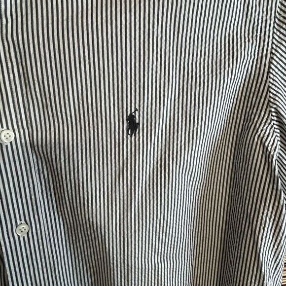 Ralph Lauren XXL Seersucker Charchol Grey and White Striped Short Sleeve - Picture 4 of 4